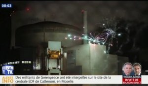 Des militants de Greenpeace interpellés à la centrale nucléaire de Cattenom après avoir tiré un feu d’artifice
