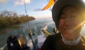Sauvetage d'un iguane perdu en mer