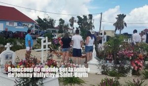 Saint-Barth: beaucoup de monde sur la tombe de Johnny Hallyday