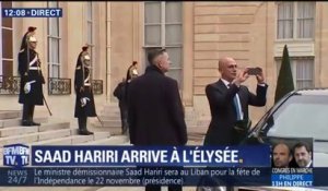 Le Premier ministre libanais démissionnaire Saad Hariri est accueilli à l'Elysée par Emmanuel Macron
