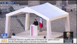 "On ne se veut pas écrivain sans quelques failles". Emmanuel Macron rend hommage à Jean d'Ormesson