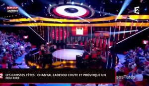 Les Grosses Têtes : Chantal Ladesou chute en direct et provoque un fou rire (vidéo)