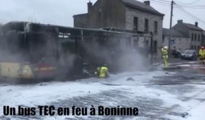 Un bus TEC prend feu Boninne