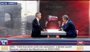 "Combien va coûter aux Français l'évacuation et le renoncement de Notre-Dame-des-Landes", s'interroge Laurent Wauquiez