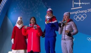 JO 2018 : Saut à ski femmes - Remise des médailles du saut à ski femmes