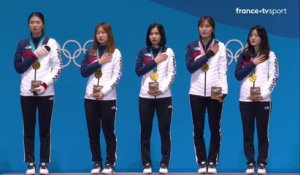 JO 2018 : Patinage de vitesse - 3000m relais femmes : Le podium