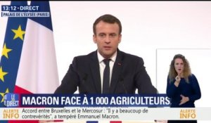 "Qui peut dans les yeux me dire que le Mercosur est la cause de son problème?", demande Macron aux agriculteurs