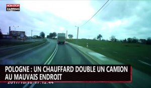 Pologne : un chauffard double un camion au mauvais endroit (vidéo)