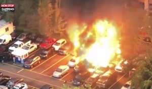 Etats-Unis : un food-truck prend feu et fait exploser des voitures (vidéo)