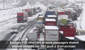Neige dans l'Hérault: circulation toujours bloquée sur l'A9