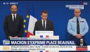 Attaque dans l'Aude : "Un individu a tué trois personnes et en a blessé 16 autres dont au moins deux sont dans un état grave", dit Macron
