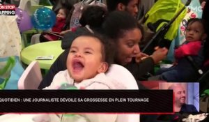 Quotidien : Une journaliste enceinte dévoile sa grossesse en plein tournage (Vidéo)