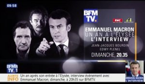 Un an après son élection, Emmanuel Macron sera l'invité dimanche de BFMTV, RMC et de Médiapart, face à Jean-Jacques Bourdin et Edwy Plenel