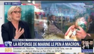 Interview de Macron: "La forme est douce mais le fond est terrifiant", estime Marine Le Pen