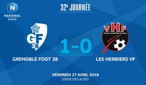 J32 : Grenoble Foot 38 - V Les Herbiers F (1-0), Le résumé