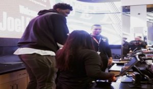 Joel Embiid Visits the NBA Store