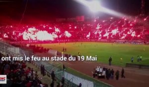 Folie totale, un stade algérien fête la montée avec des fumigènes et des feux d'artifice