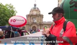 Réforme SNCF: les cheminots mobilisés devant le Sénat