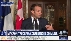 Guerre de l'acier: "Rénovons le cadre de l'OMC", réagit Emmanuel Macron depuis le Canada