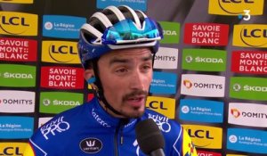 La  réaction de Julian Alaphilippe après sa victoire sur la quatrième étape du Critérium du Dauphiné