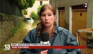 Intempéries dans le Béarn : le village de Salies-de-Béarn encore sous l'eau