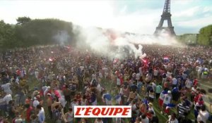 La joie des supporters au coup de sifflet final - Foot - CM 2018 - Bleus