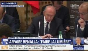 Affaire Benalla: “J’ai pris connaissance le 2 mai de la vidéo enregistrée”, déclare Gérard Collomb à la commission des lois