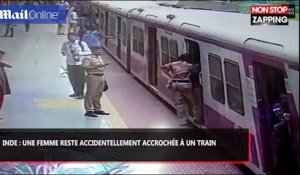 Inde : Une femme reste accidentellement accrochée à un train (vidéo)
