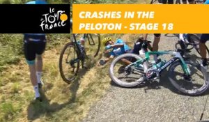 Chute dans le peloton, Quintana au sol / Crashes in the peloton - Étape 18 / Stage 18 - Tour de France 2018