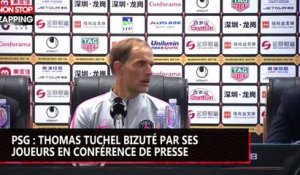 PSG : Thomas Tuchel bizuté par ses joueurs en conférence de presse (vidéo)