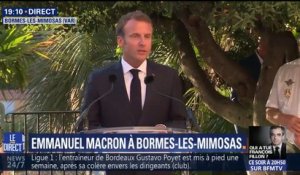 Emmanuel Macron s'exprime à l'occasion de la commémoration de la libération de Bormes-les-Mimosas