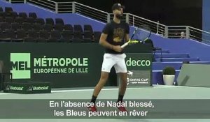 Coupe Davis: entraînement de l'équipe de France