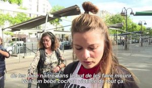 Action antispéciste devant des boucheries parisiennes