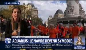 Paris: plusieurs centaines de personnes se sont réunies place de la République en soutien à l'Aquarius