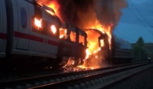 Allemagne : un train en circulation prend feu