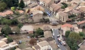 Les images des inondations à Villegailhenc, dans l'Aude, depuis l'hélicoptère BFMTV