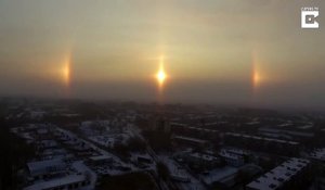 3 soleils brillent dans le ciel de russie : phénomène naturel impressionnant