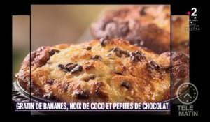 Gourmand - Gratin de bananes, noix de coco et pépites de chocolat