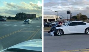 Après un accident, un homme prend la fuite avec un automobiliste sur son capot