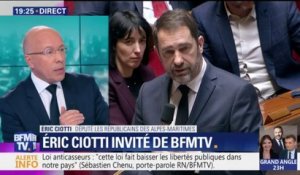 Éric Ciotti: la loi anticasseur "est une bouée de sauvetage pour M. Castaner face au naufrage de sa politique de maintien de l'ordre"