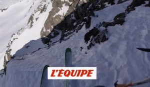 Andréas Di Cola ouvre un couloir engagé sur la Pointe d?Archeboc - Adrénaline - Ski