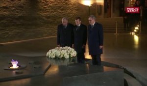 Antisémitisme : Gérard Larcher, Richard Ferrand et Emmanuel Macron se recueillent au Mémorial de la Shoah