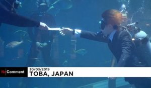 Japon : une cérémonie sous l'eau pour 3 nouvelles recrues