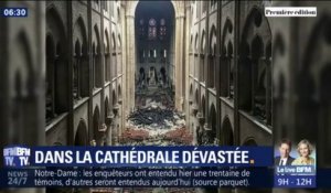 À l'intérieur de la cathédrale dévastée avec le responsable des visites guidées de Notre-Dame