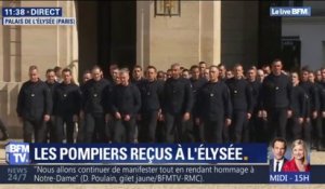 Notre-Dame: près de 300 sapeurs-pompiers arrivent à l'Élysée, où ils vont être reçus par Emmanuel Macron