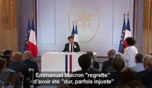 Macron "regrette" d'avoir donné le sentiment d'être "dur"