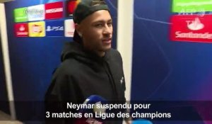 Neymar suspendu 3 matches en Ligue des champions (UEFA)