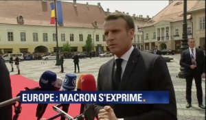 "Construire ensemble (..) ou revenir au nationalisme?" Emmanuel Macron s'exprime sur les élections européennes au sommet de Sibiu (Roumanie)