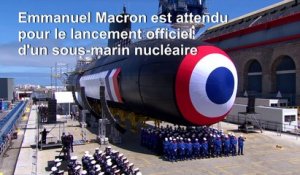 Emmanuel Macron lance le sous-marin nucléaire Suffren