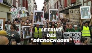 G7: à Bayonne, ces manifestants brandissent des portraits de Macron